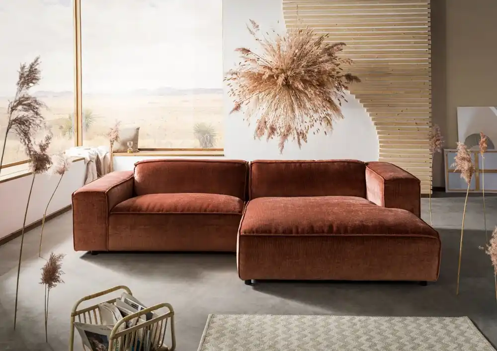Ecksofa 279x164x69 Cord kupfer VALENCIA Meistverkauft