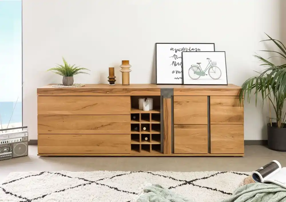 Sideboard Wild-/Zerreiche 220x45x75 natur geölt NEW AMSTERDAM #17 Super-Preis