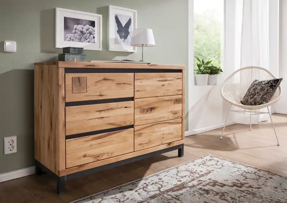 Zertifiziert Sideboard Wildeiche 120x45x85 natur geölt VILLANDERS #110