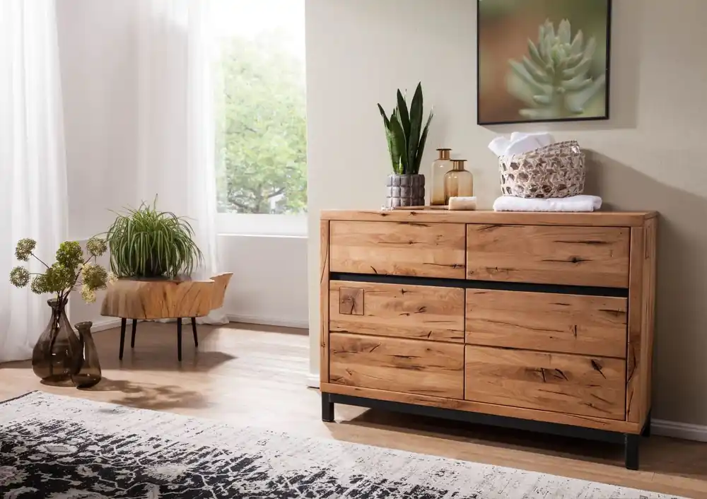 Sideboard Wildeiche 120x45x85 natur geölt VILLANDERS #111 Billig