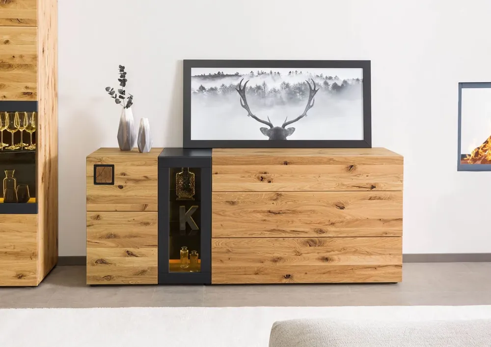 Sideboard Wildeiche 160x43,5x80 natur geölt/lackiert KITZBÜHEL #126 Finale Aktion