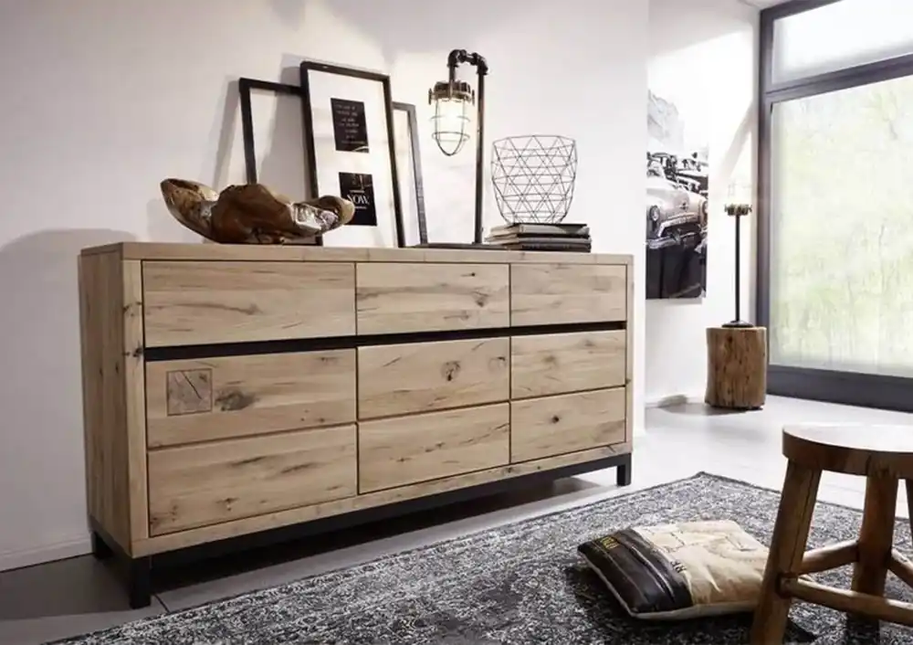 Echt Sideboard Wildeiche 175x45x85 bianco geölt VILLANDERS #208