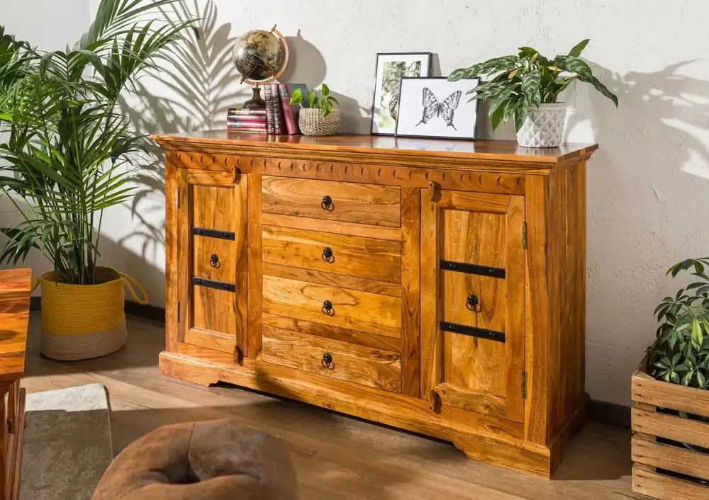 Sichere Zahlung Sideboard Akazie 150x45x89 honig lackiert OXFORD #0513