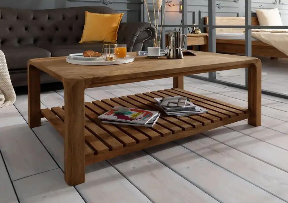 Couchtisch Sheesham 120x80x45 braun geölt BUENO #1001 Versand Am Gleichen Tag