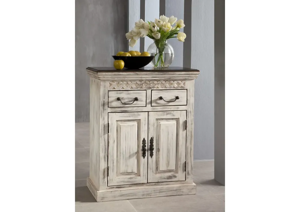 Sideboard Mango / Akazie 70x40x85 weiß gewachst CASTLE-ANTIK #209 Direktkauf