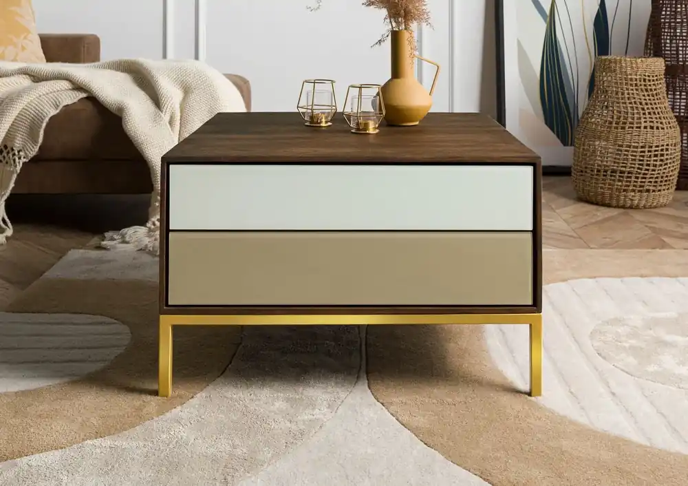 Couchtisch Mango 67x67x43 braun geölt CHICAGO #113 Sonderangebot