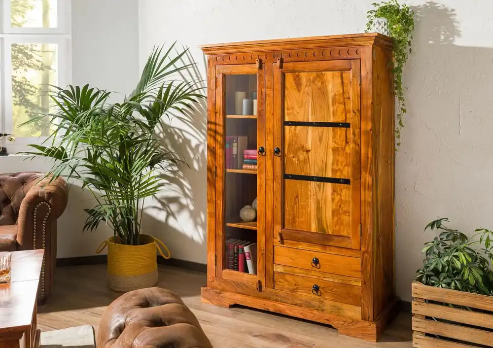 Vitrine Akazie 110x45x155 honig lackiert OXFORD #0425 Kracherpreis