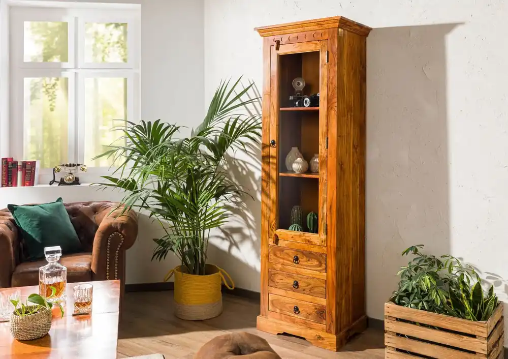 Vitrine Akazie 60x44x190 honig lackiert OXFORD #0528 Preiswert