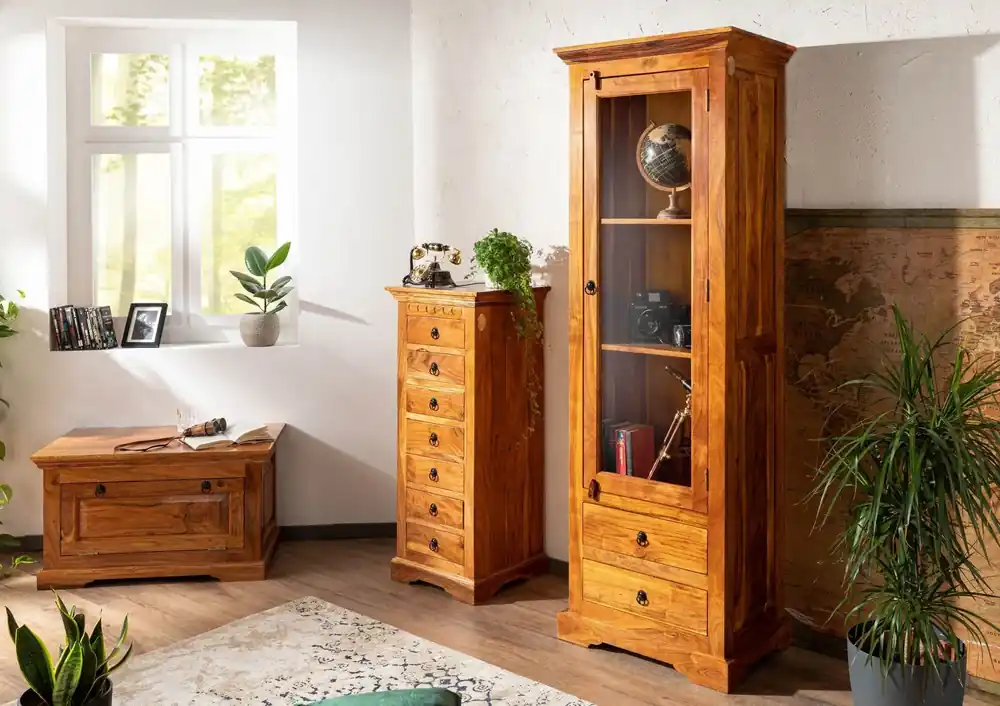 Vitrine Akazie 65x44x191 honig lackiert OXFORD #0432 Highlight