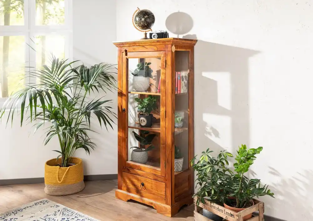 Direktkauf Vitrine Akazie 72x40x155 honig lackiert OXFORD #0527
