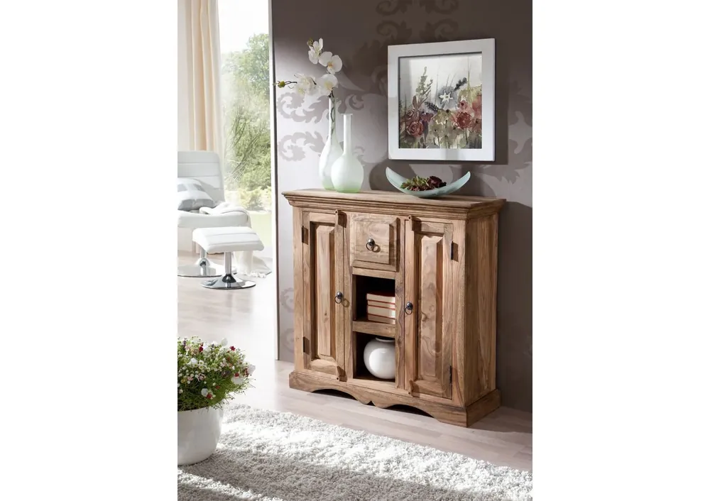 Sideboard Sheesham 87x32x85 grau geölt LEEDS #45 Nur Für Kurze Zeit