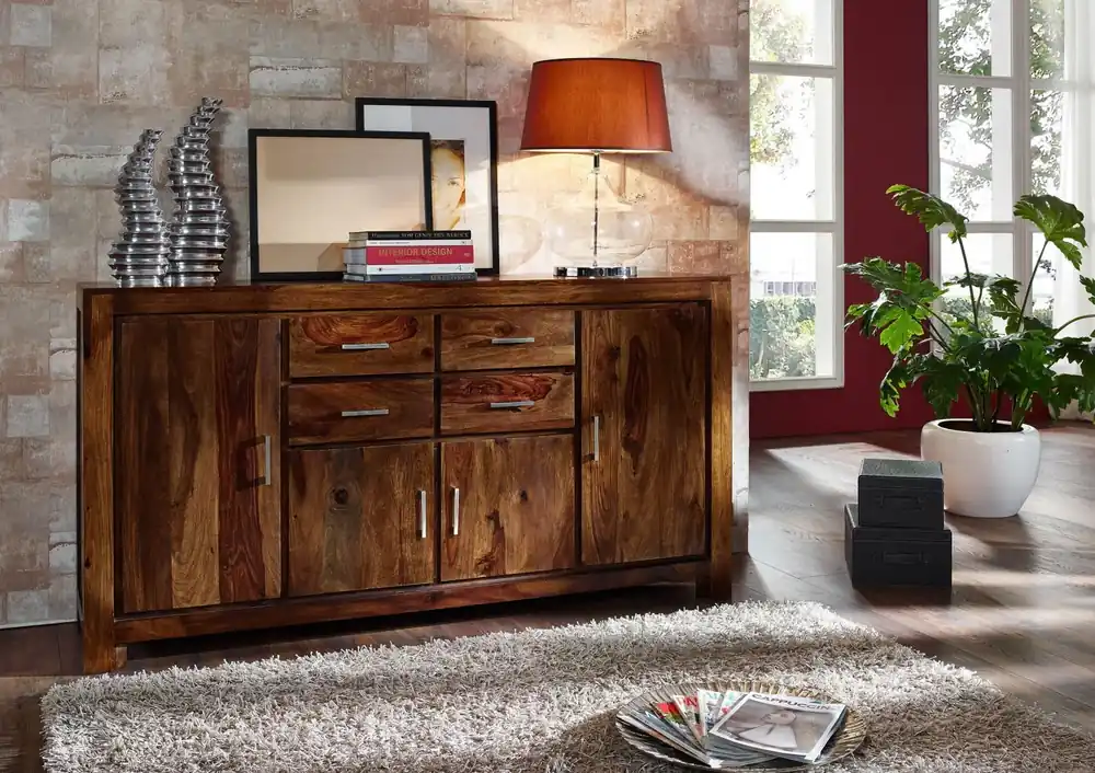 Sideboard Sheesham 178x45x95 braun lackiert METRO LIFE #123 Neu