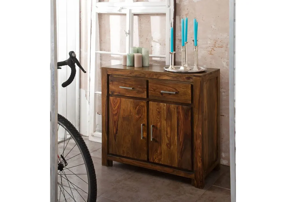 Sideboard Sheesham 90x45x85 braun lackiert METRO LIFE #130 Garantierte Lieferung