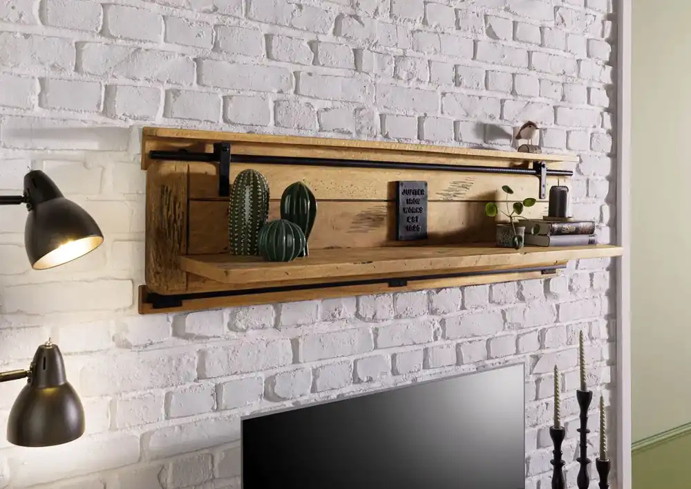 Highlight Wandregal Mango 140x25x38 natur lackiert RAILWAY #189