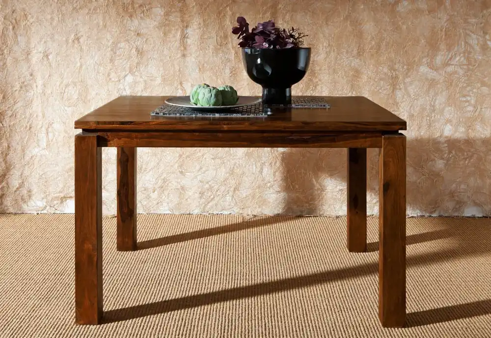 Esstisch Sheesham 90x90x76 braun lackiert METRO LIFE #151 Echt