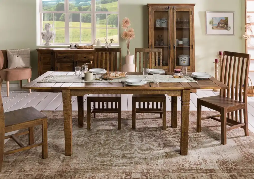 Esstisch mit Ansteckplatten Mango 140-180x90x76 dunkelbraun geölt RODEZ #124 Wochenendangebot