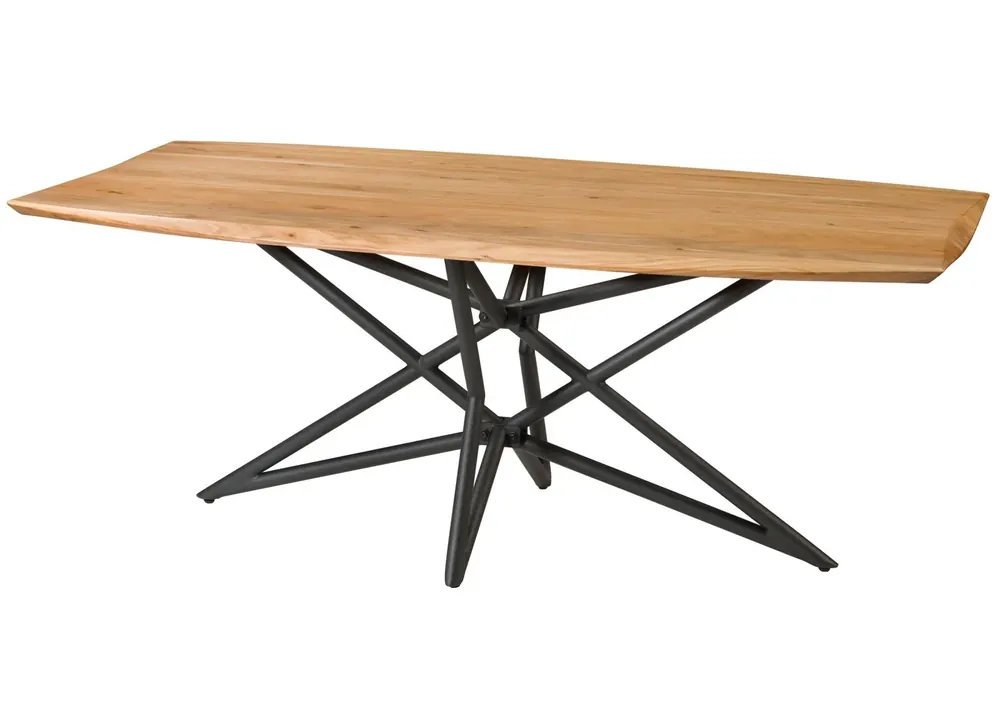 Highlight Esstisch Akazie 200x100x77 natur lackiert / Sterngestell schwarz