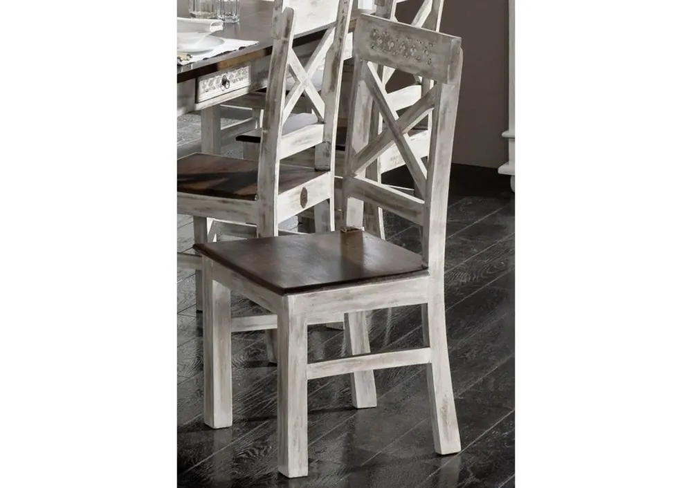 Sichere Zahlung Stuhl Mango / Akazie 45x45x100 weiß gewachst CASTLE-ANTIK #21