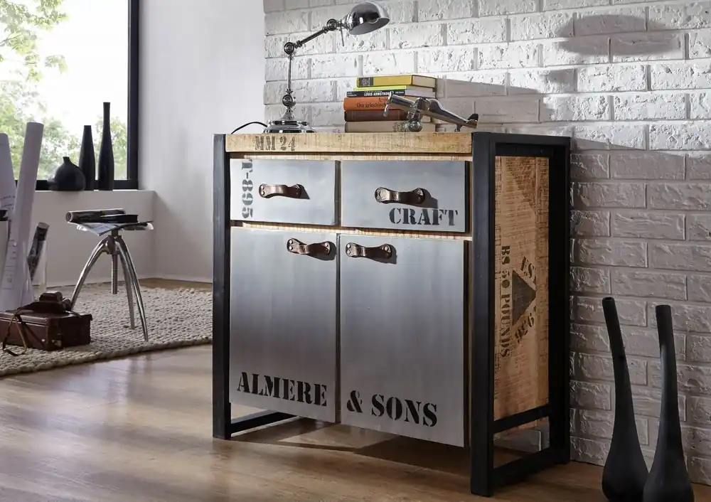 Sideboard Mango 90x40x85 natur bedruckt FACTORY #131 Top-Angebot