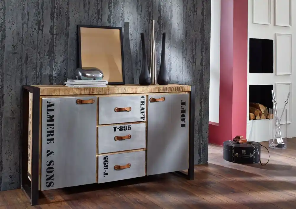 Neue Kollektion Sideboard Mango 145x40x85 natur bedruckt FACTORY #132