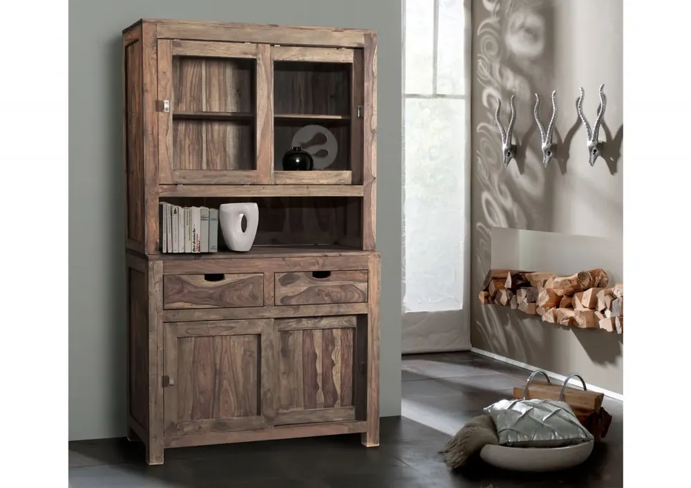 Bestseller Buffet Sheesham 110x45x190 grau geölt NATURE GREY #64