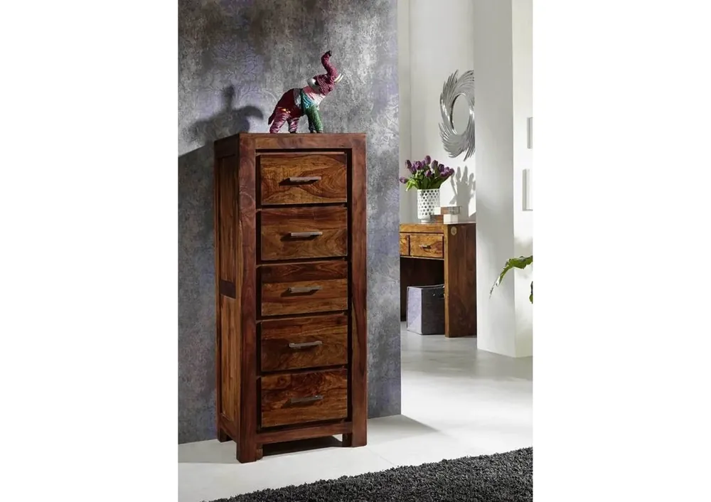 Kommode Sheesham 50x40x120 braun lackiert METRO LIFE #120 Heißes Angebot
