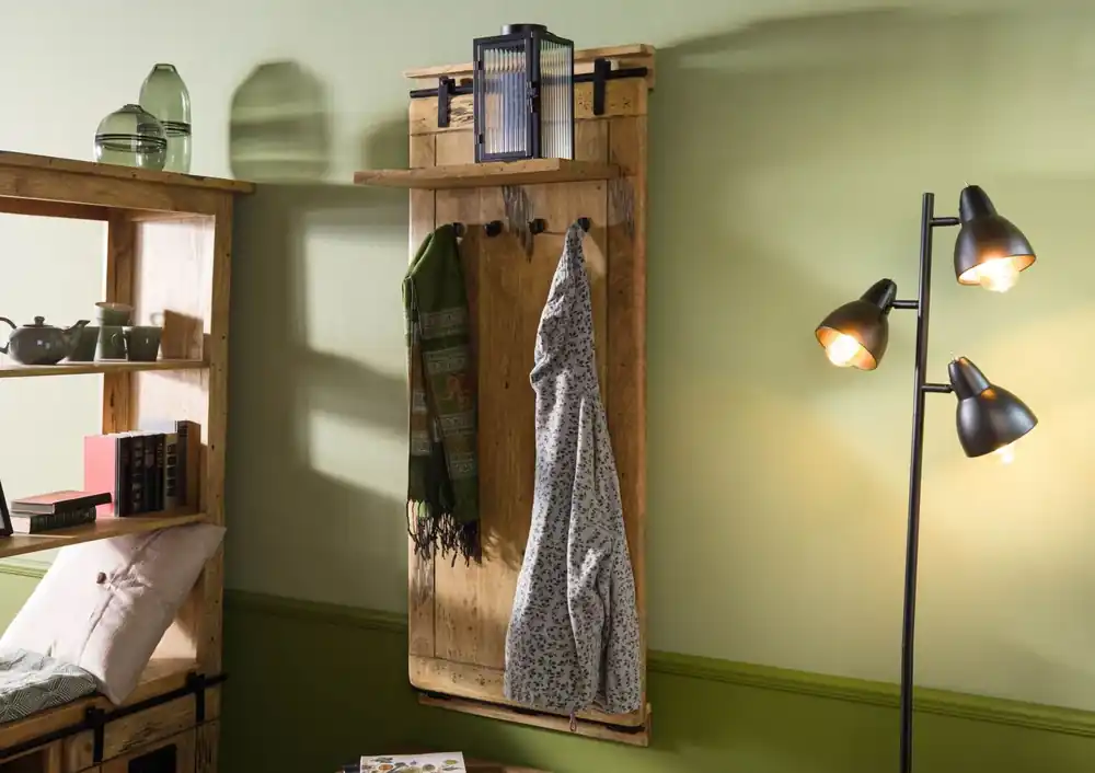 Expressversand Wandgarderobe Mango 59x32x145 natur lackiert RAILWAY #1009