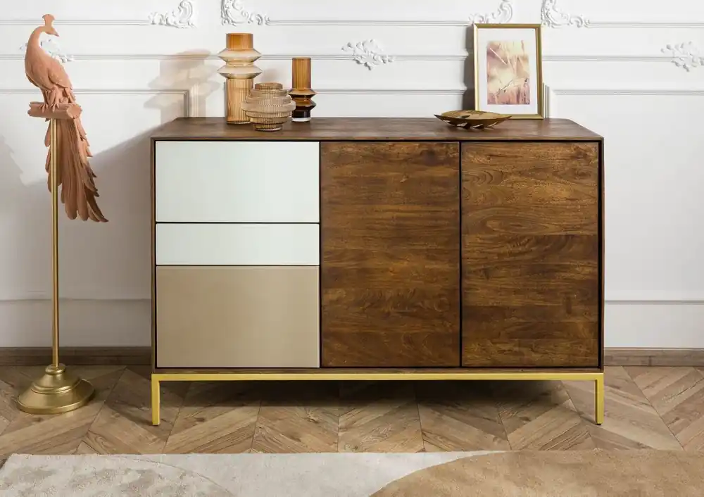 Neu Kommode Mango 134x45x85 braun geölt CHICAGO #107