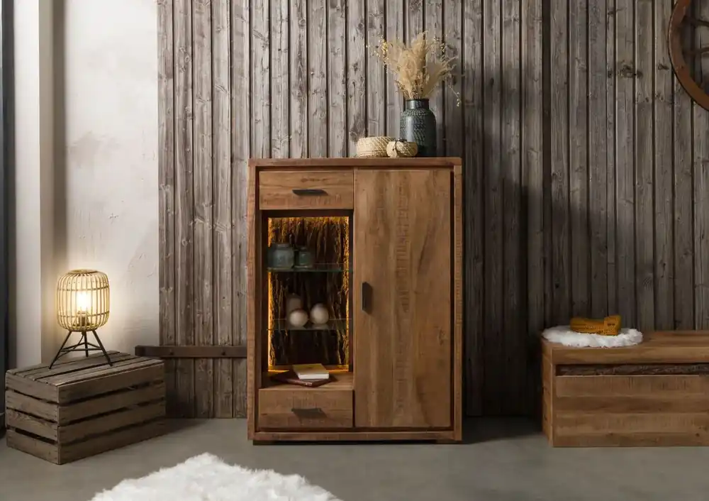 Preisknaller Kommode Akazie 88x40x120 natur lackiert BARK #125