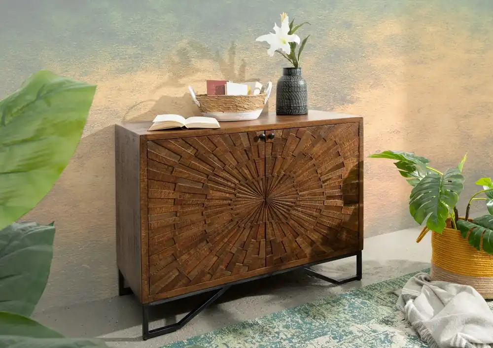 Markenprodukt Kommode Mango 107x46x86 braun lackiert STILMÖBEL #115
