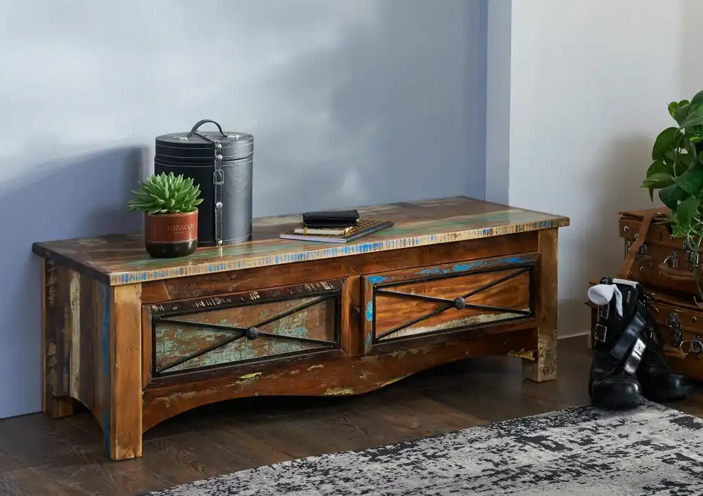 Garderobenbank Altholz 120x45x40 mehrfarbig lackiert NATURE OF SPIRIT #110 Aktuell