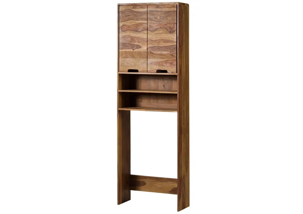 Waschmaschinenschrank Sheesham 64x26x193 natur sandgestrahlt MALMÖ 2 #250 Preiswert