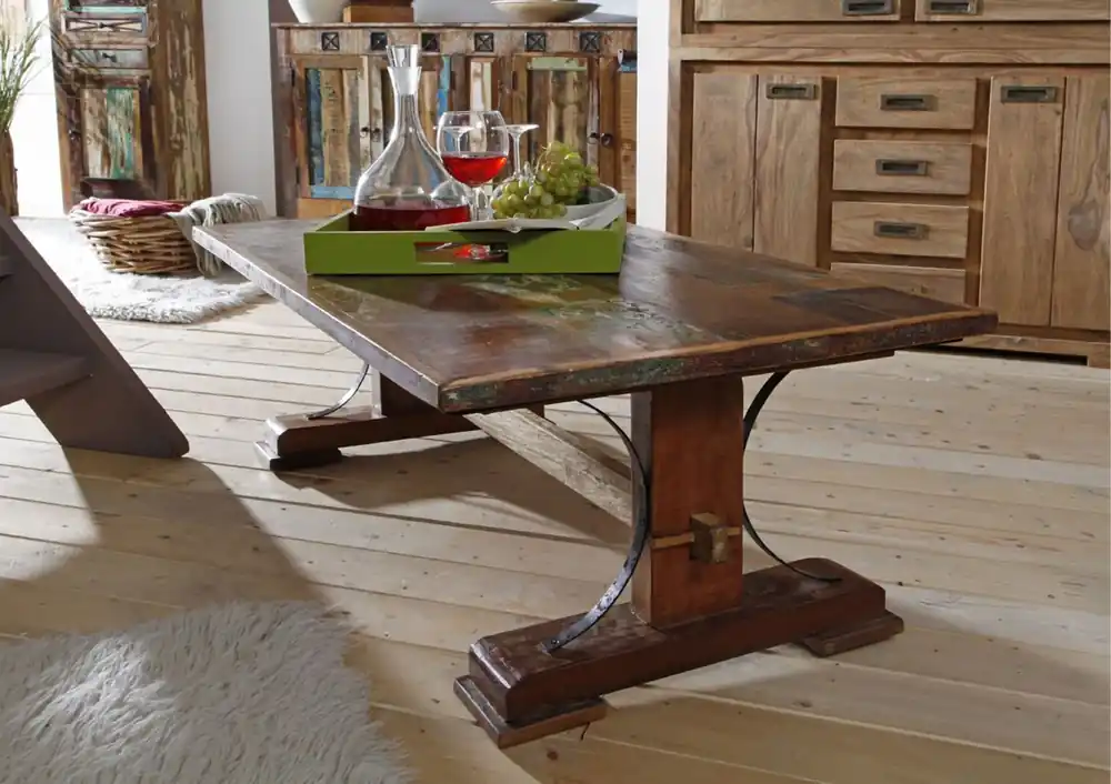 Couchtisch Altholz 120x70x45 mehrfarbig lackiert NATURE OF SPIRIT #06 Geprüft