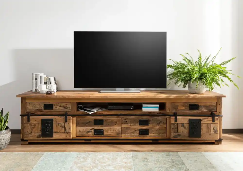 Saisonangebot TV-Board Mango 240x50x60 natur lackiert RAILWAY #156