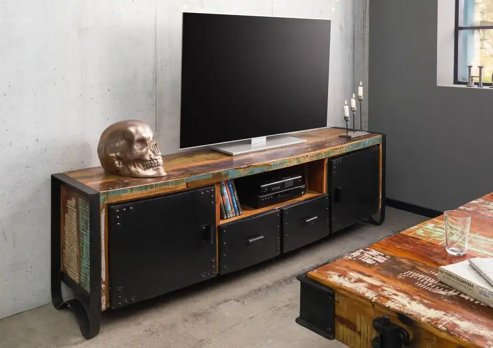 TV-Board Altholz 178x43x55 mehrfarbig lackiert INDUSTRIAL #105 Finale Aktion