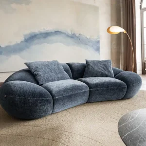Preisreduziert 2-Sitzer Lunna 280x170 cm Chenille Blau 2 Kissen