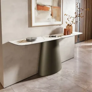 Begrenztes Angebot Konsolentisch Edge Boot 180x40 cm Keramik Calacatta Luxe Weiß-Gold-Grau Conos Metall Effektfinish Titan