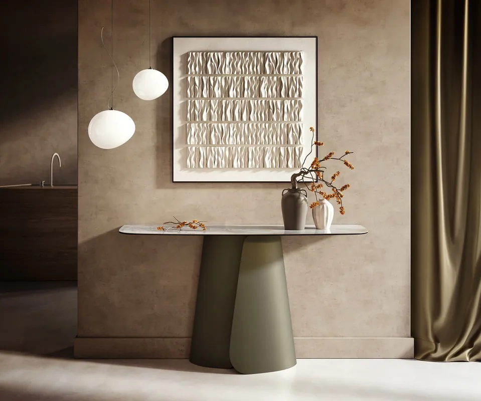 Konsolentisch Edge Boot 140x40 cm Keramik Onyx Pearl Livos Metall Effektfinish Titan Solange Der Vorrat Reicht