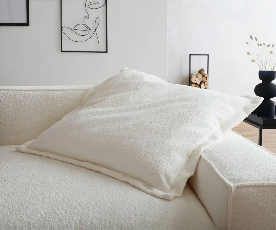 Abverkauf Wurfkissen Sirpio XL 85x85 Bouclé Creme-Weiß