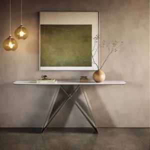 Aktuell Konsolentisch Edge Boot 180x40 cm Keramik Onyx Pearl Velio Metall Effektfinish Titan