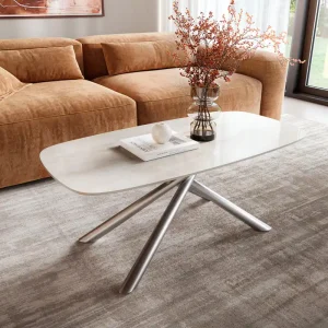 Couchtisch Edge Boot 100x50 cm Keramik Onyx Champagne Sarity Edelstahl gebürstet Kracherpreis