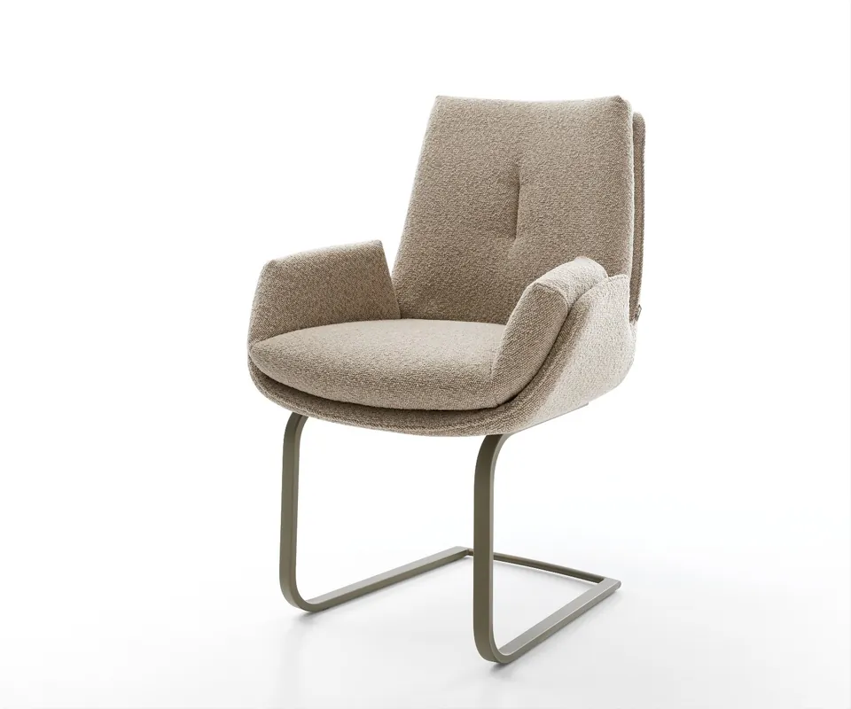Freischwinger Clea-Flex Bouclé Schlamm Freischwinger flach Effektfinish Titan Versand Am Gleichen Tag