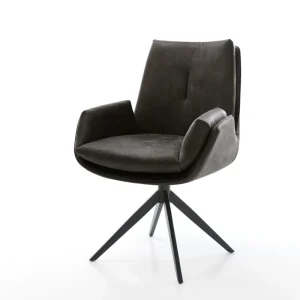 Begrenztes Angebot Drehstuhl Clea-Flex Mikrofaser Anthrazit Vintage Kreuzgestell breit Schwarz 360° drehbar Wippfunktion