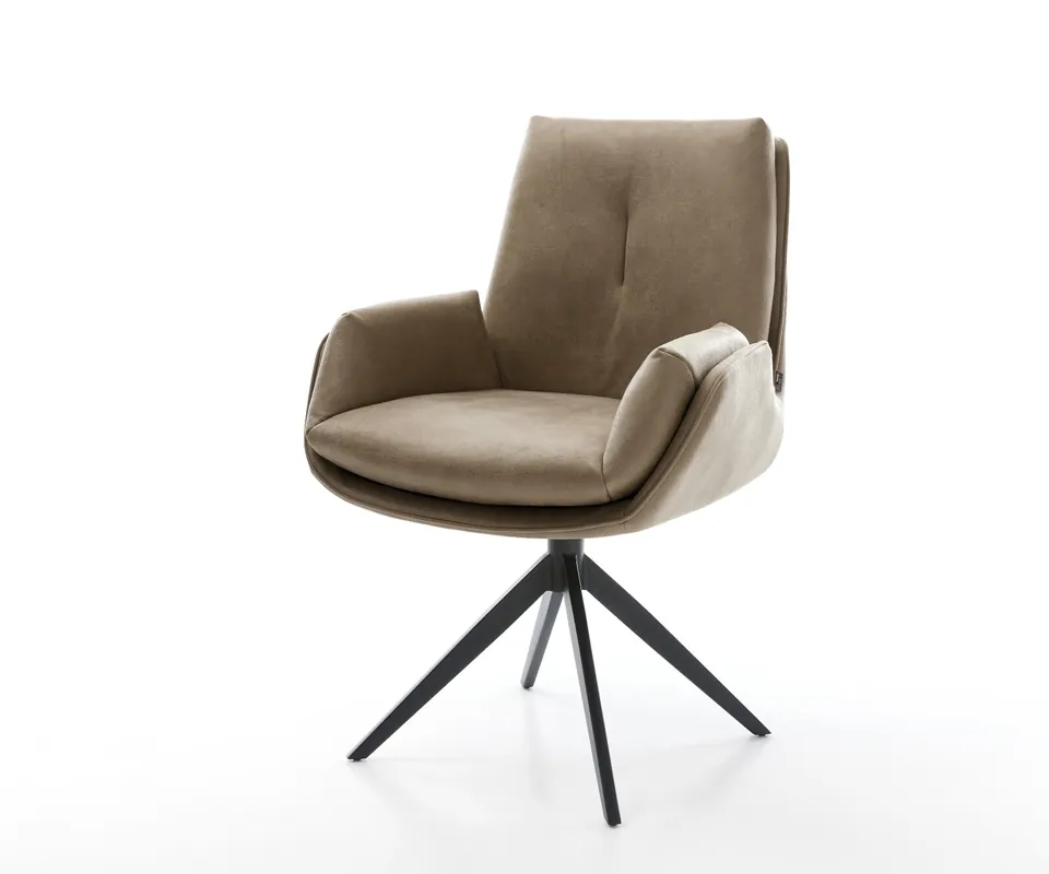 Drehstuhl Clea-Flex Mikrofaser Beige Vintage Kreuzgestell breit Schwarz 360° drehbar Wippfunktion Angebot