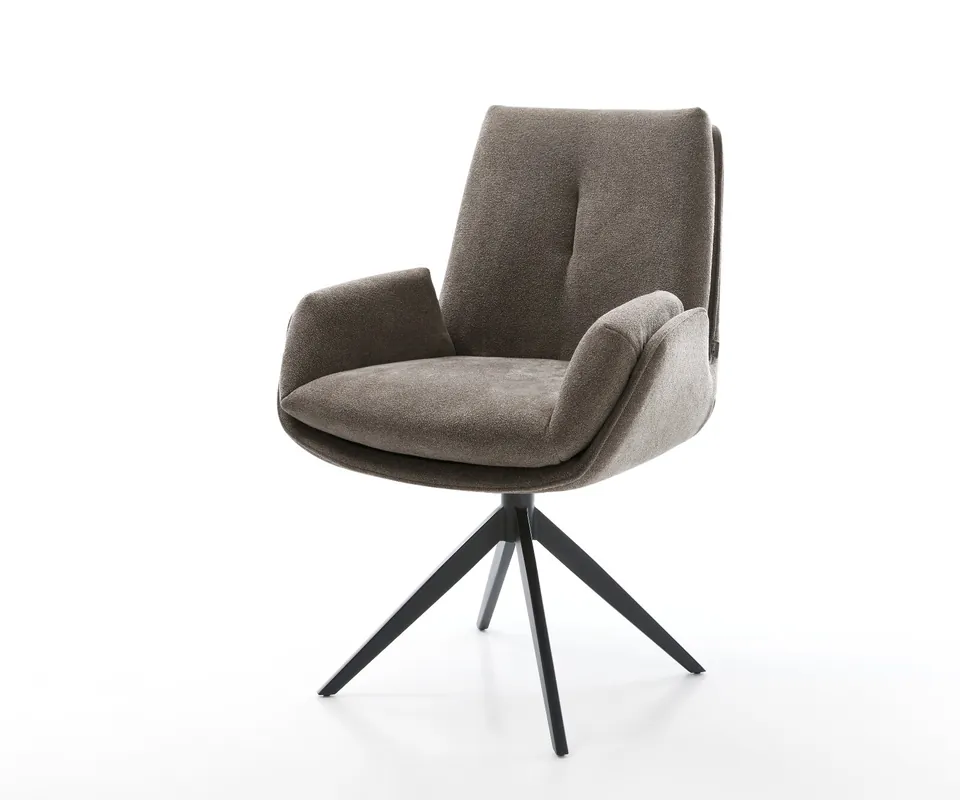 Drehstuhl Clea-Flex Strukturstoff Soft Taupe Kreuzgestell breit Schwarz 360° drehbar Wippfunktion Zertifiziert