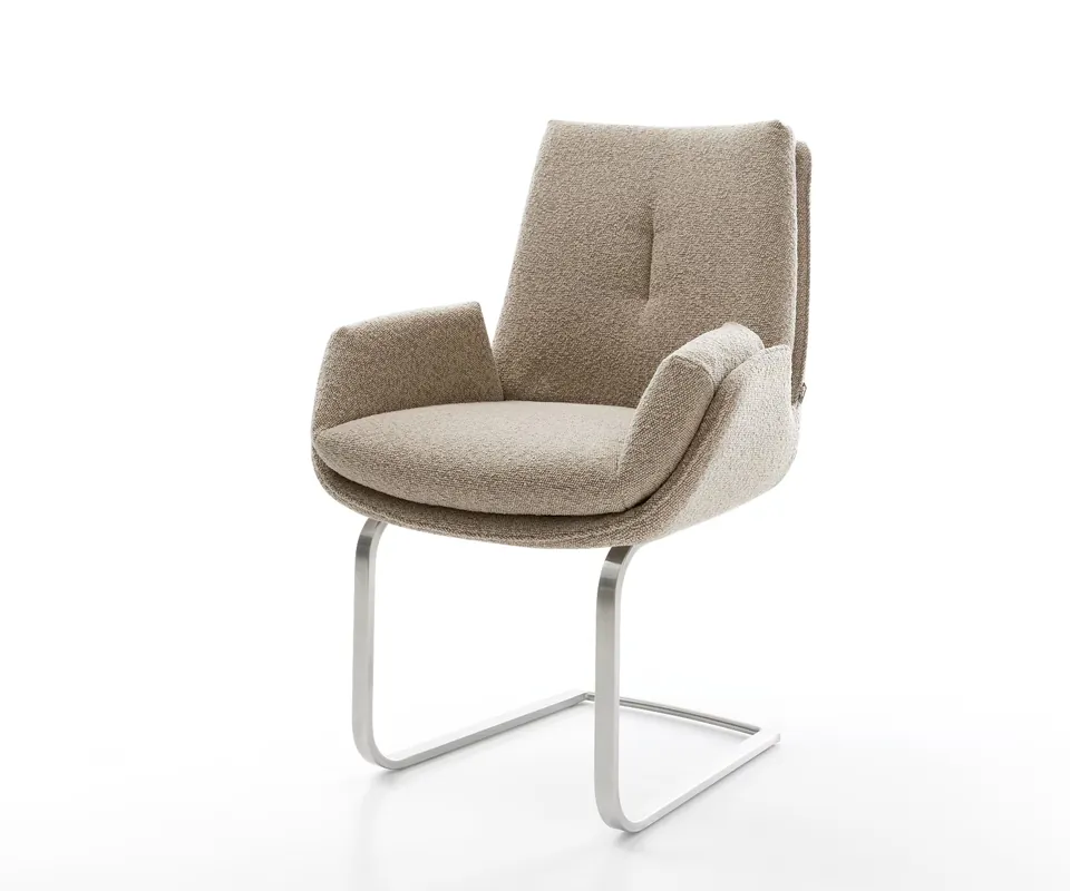 Geprüft Freischwinger Clea-Flex Bouclé Schlamm Freischwinger flach Edelstahl
