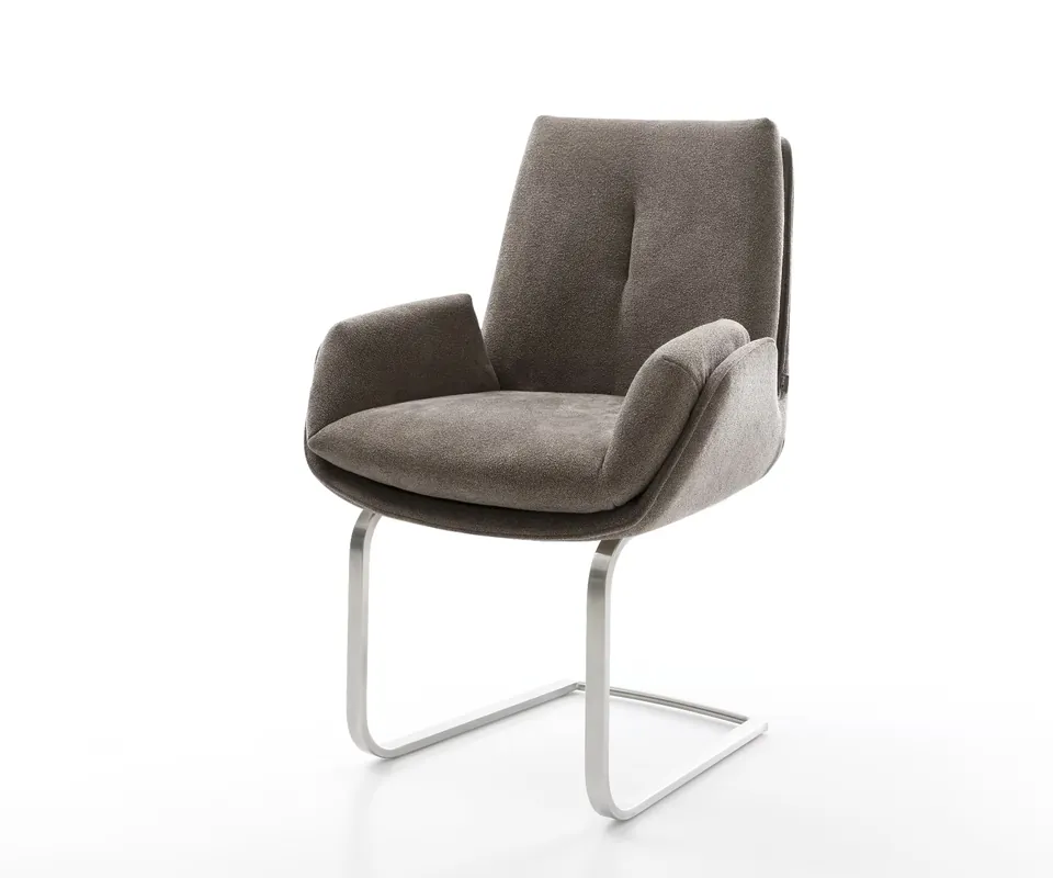Freischwinger Clea-Flex Strukturstoff Soft Taupe Freischwinger flach Edelstahl Bestpreis