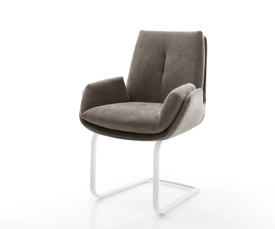 Freischwinger Clea-Flex Strukturstoff Soft Taupe Freischwinger flach Weiß Meistverkauft