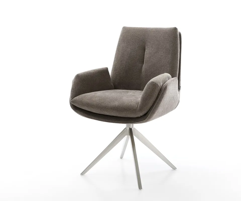 Drehstuhl Clea-Flex Strukturstoff Soft Taupe Kreuzgestell breit Edelstahl 360° drehbar Wippfunktion Preis Gesenkt