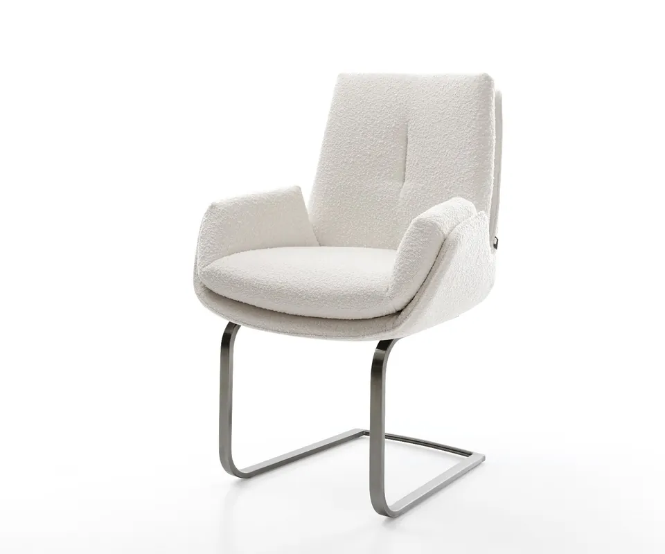 Freischwinger Clea-Flex Bouclé Creme-Weiß Freischwinger flach Graphit Echt